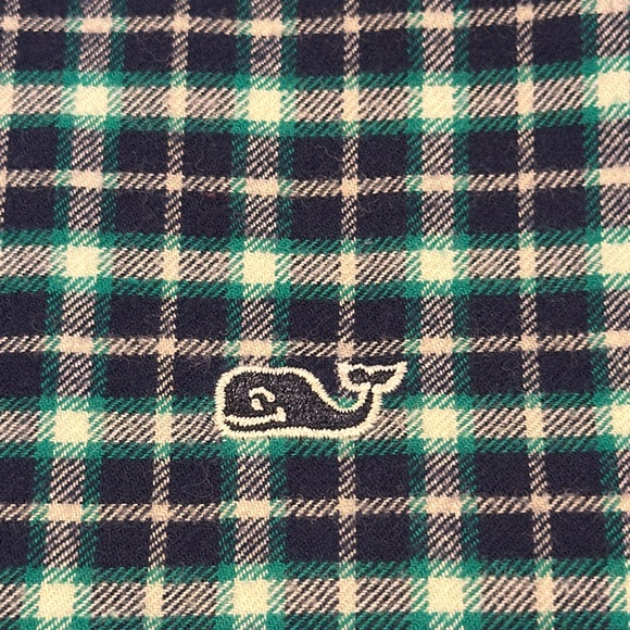 Vineyard Vines Boys Flannel Whale Button
Down Shirt Size M 12/14 Blue Green EUC - Picture 7 of 12